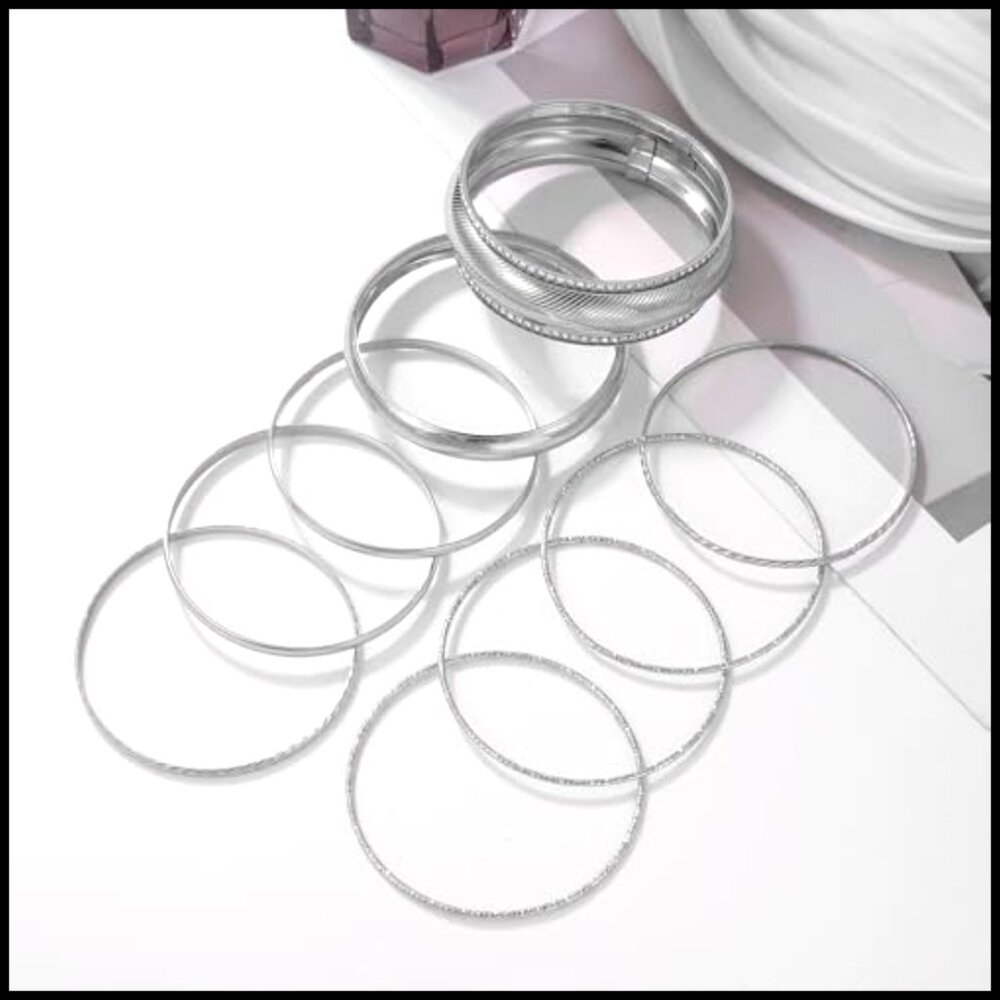 Gold Bangle Bracelets Set Stackable Textured Boho… - image 4